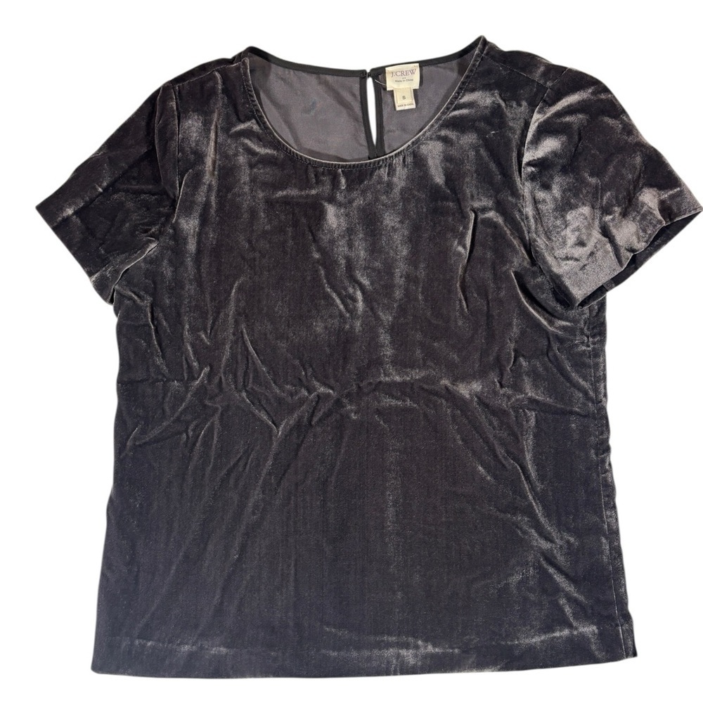 J Crew Velvet Top Size S Gray minimalist classic Festive goth whimsygoth